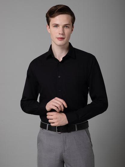 Men's Black Formal Fil a Fil Plain Full Sleeve Shirt Cantabil Men's Black Formal Fil a Fil Plain Full Sleeve Shirt Cantabil