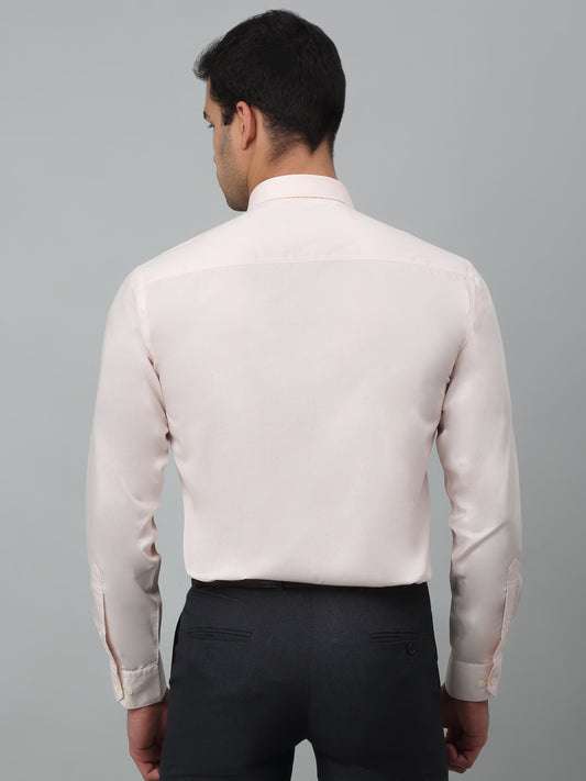 Men's Peach Formal Plain Full Sleeve Shirt