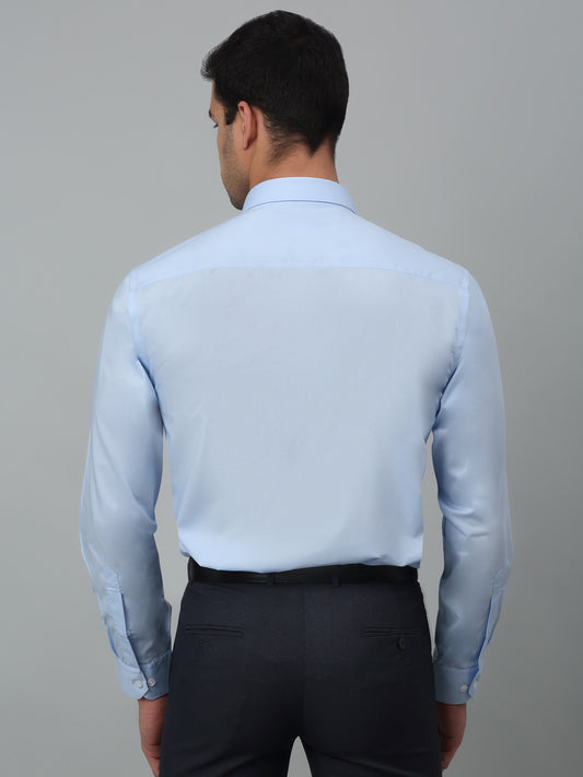 Men's Sky Blue Formal Plain Full Sleeve Shirt