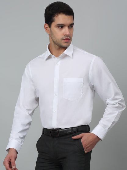 Men's White Formal Plain Full Sleeve Shirt