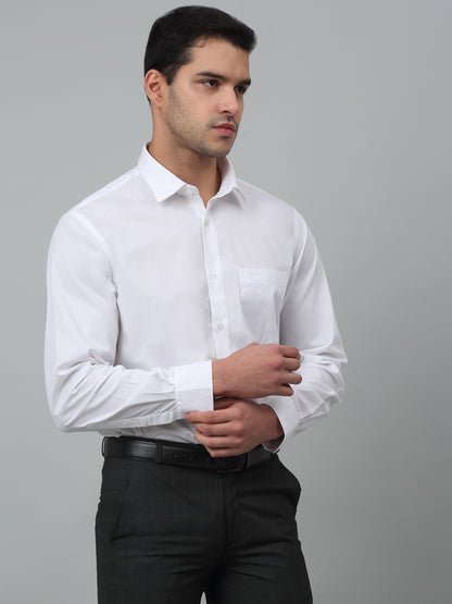 Men's White Formal Plain Full Sleeve Shirt