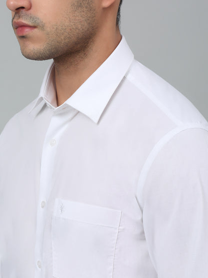 Men's White Formal Plain Full Sleeve Shirt