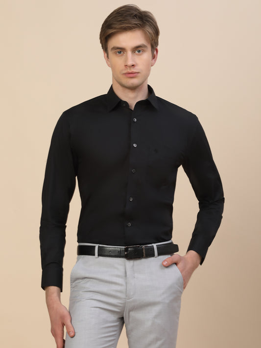 Formal Shirt for Men | Breathable & Soft with Color Fastness Regular Fit Spread Collar Neck Cotton Fabric Solid Pattern