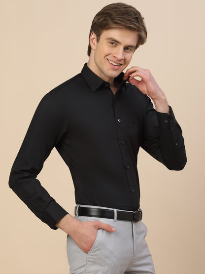 Formal Shirt for Men | Breathable & Soft with Color Fastness Regular Fit Spread Collar Neck Cotton Fabric Solid Pattern