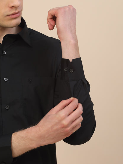 Formal Shirt for Men | Breathable & Soft with Color Fastness Regular Fit Spread Collar Neck Cotton Fabric Solid Pattern