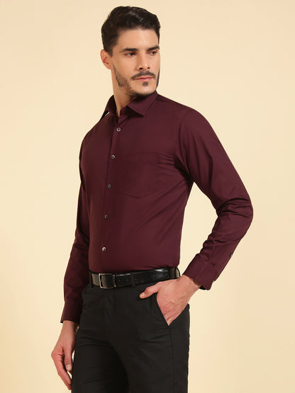 Formal Shirt for Men | Breathable & Soft with Color Fastness Regular Fit Cotton Fabric Solid Pattern