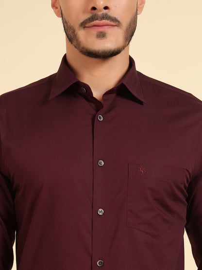 Formal Shirt for Men | Breathable & Soft with Color Fastness Regular Fit Cotton Fabric Solid Pattern