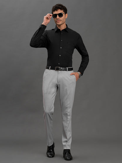 Men's Black Regular Fit Solid Full Sleeve Formal Shirt