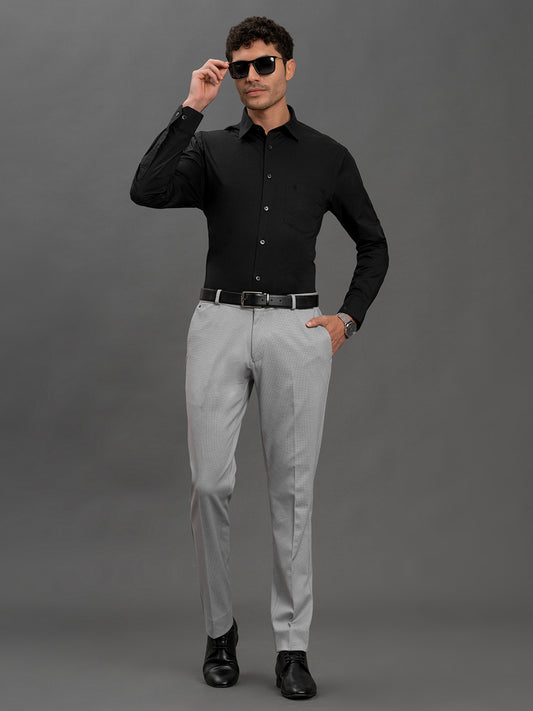 Men's Black Regular Fit Solid Full Sleeve Formal Shirt