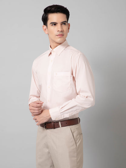 Men's Light Peach Formal Plain Full Sleeve Shirt