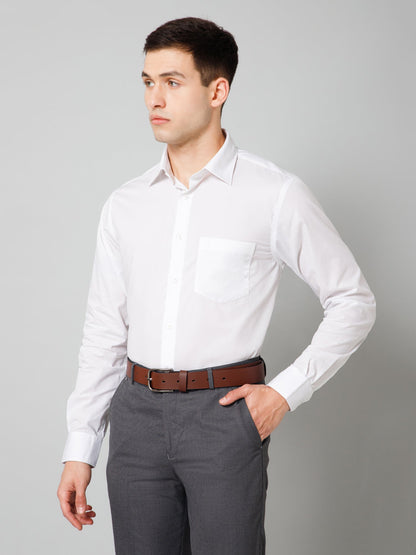 Men's White Formal Plain Full Sleeve Shirt