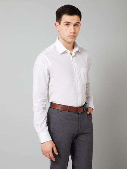 Men's White Formal Plain Full Sleeve Shirt