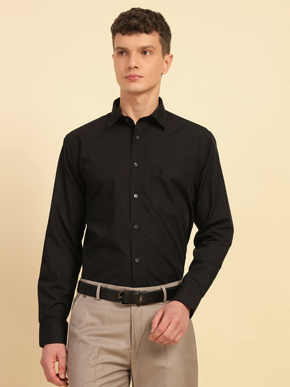 Formal Shirt for Men | Breathable & Soft with Color Fastness Slim Fit Cotton Blend Fabric Solid Pattern