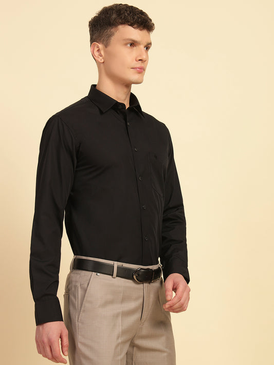 Formal Shirt for Men | Breathable & Soft with Color Fastness Slim Fit Cotton Blend Fabric Solid Pattern