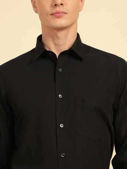 Formal Shirt for Men | Breathable & Soft with Color Fastness Slim Fit Cotton Blend Fabric Solid Pattern