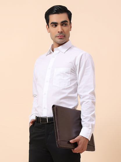 Formal Shirt for Men | Breathable & Soft with Color Fastness Regular Fit Spread Collar Cotton Blend Fabric Solid Pattern