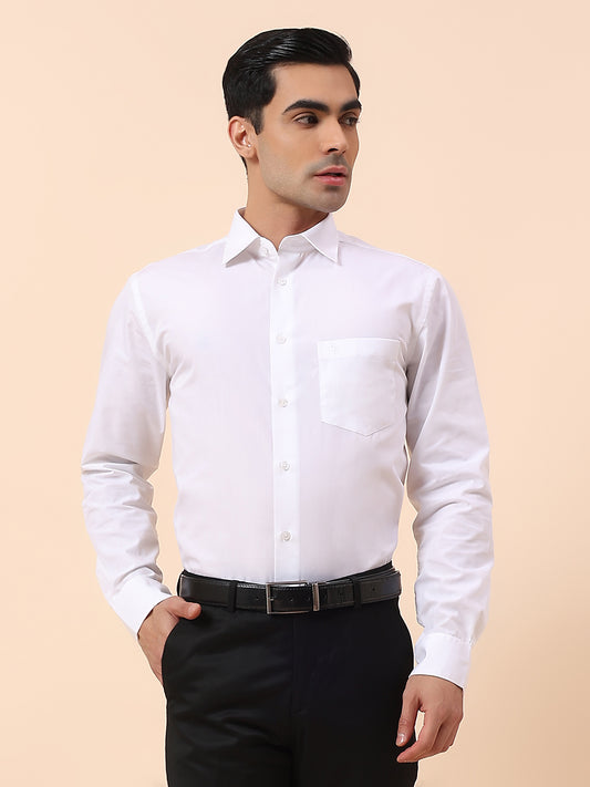 Formal Shirt for Men | Breathable & Soft with Color Fastness Regular Fit Spread Collar Cotton Blend Fabric Solid Pattern