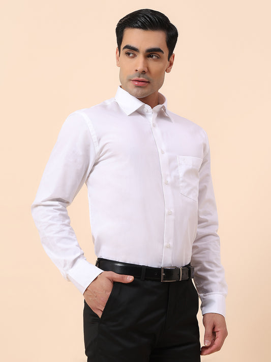 Formal Shirt for Men | Breathable & Soft with Color Fastness Regular Fit Spread Collar Cotton Blend Fabric Solid Pattern