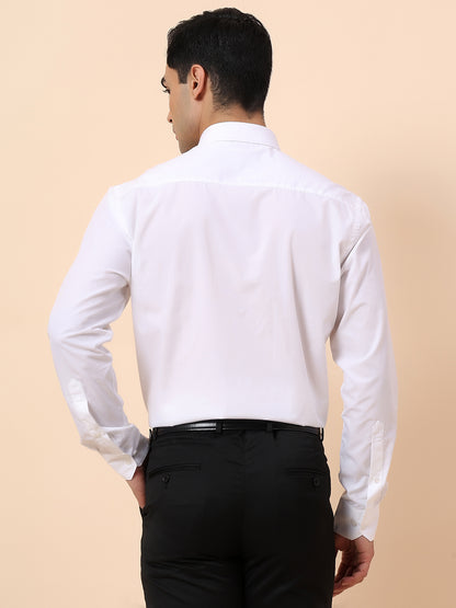 Formal Shirt for Men | Breathable & Soft with Color Fastness Regular Fit Spread Collar Cotton Blend Fabric Solid Pattern
