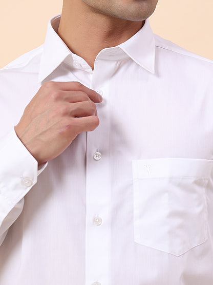 Formal Shirt for Men | Breathable & Soft with Color Fastness Regular Fit Spread Collar Cotton Blend Fabric Solid Pattern
