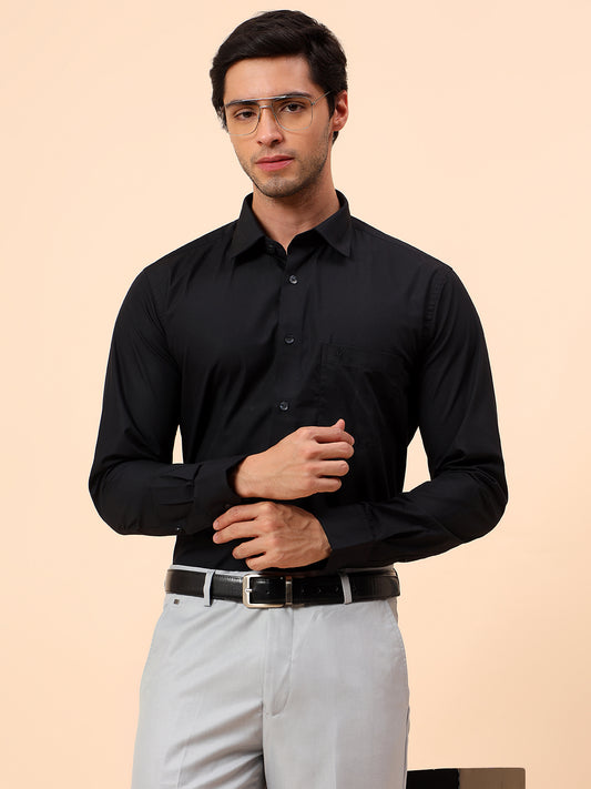 Formal Shirt for Men | Breathable & Soft with Color Fastness Regular Fit Cotton Blend Fabric Solid Pattern