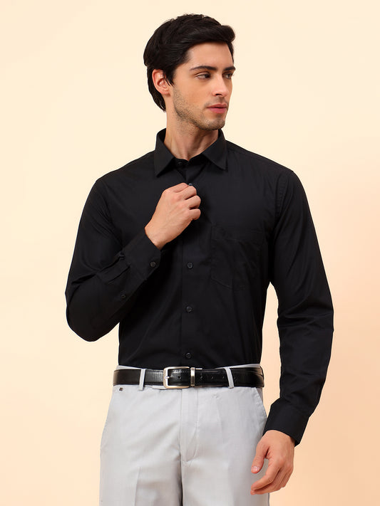 Formal Shirt for Men | Breathable & Soft with Color Fastness Regular Fit Cotton Blend Fabric Solid Pattern