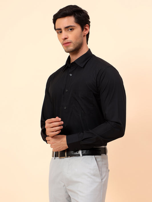 Formal Shirt for Men | Breathable & Soft with Color Fastness Regular Fit Cotton Blend Fabric Solid Pattern