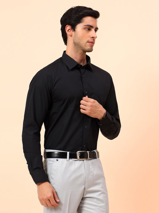 Formal Shirt for Men | Breathable & Soft with Color Fastness Regular Fit Cotton Blend Fabric Solid Pattern