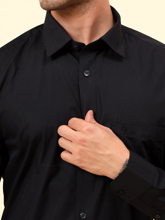Formal Shirt for Men | Breathable & Soft with Color Fastness Regular Fit Cotton Blend Fabric Solid Pattern