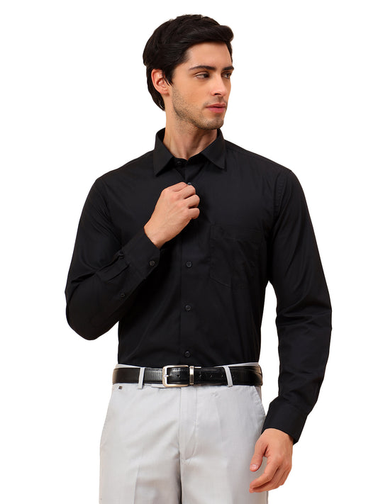 Formal Shirt for Men | Breathable & Soft with Color Fastness Regular Fit Cotton Blend Fabric Solid Pattern