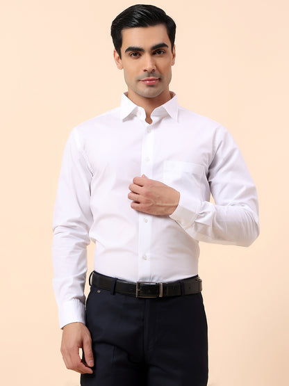 Formal Shirt for Men | Breathable & Soft with Color Fastness Regular Fit Spread Collar Cotton Blend Fabric Solid Pattern