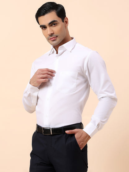 Formal Shirt for Men | Breathable & Soft with Color Fastness Regular Fit Spread Collar Cotton Blend Fabric Solid Pattern