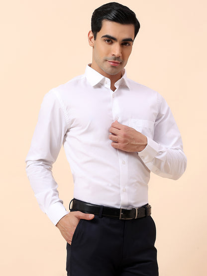 Formal Shirt for Men | Breathable & Soft with Color Fastness Regular Fit Spread Collar Cotton Blend Fabric Solid Pattern