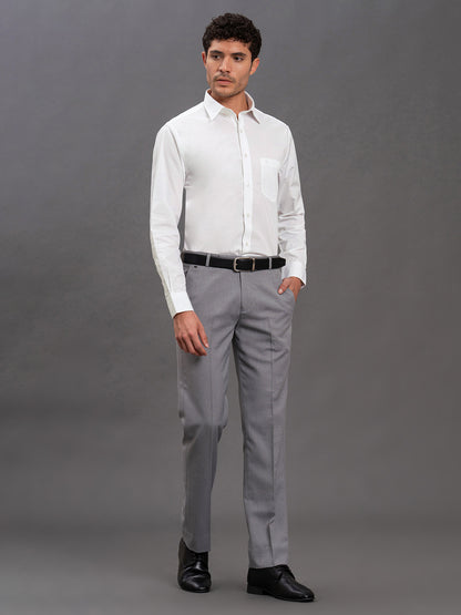 Men's White Regular Fit Solid Full Sleeve Formal Shirt