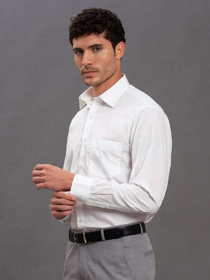 Men's White Regular Fit Solid Full Sleeve Formal Shirt