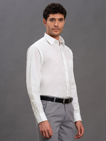 Men's White Regular Fit Solid Full Sleeve Formal Shirt
