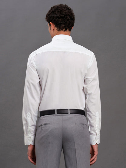 Men's White Regular Fit Solid Full Sleeve Formal Shirt