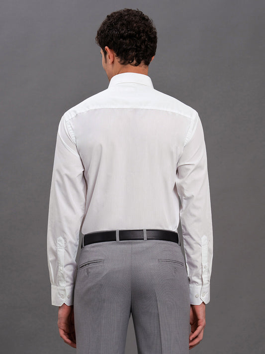 Men's White Regular Fit Solid Full Sleeve Formal Shirt