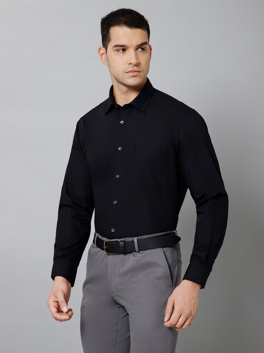 Men's Black Formal Plain Full Sleeve Shirt