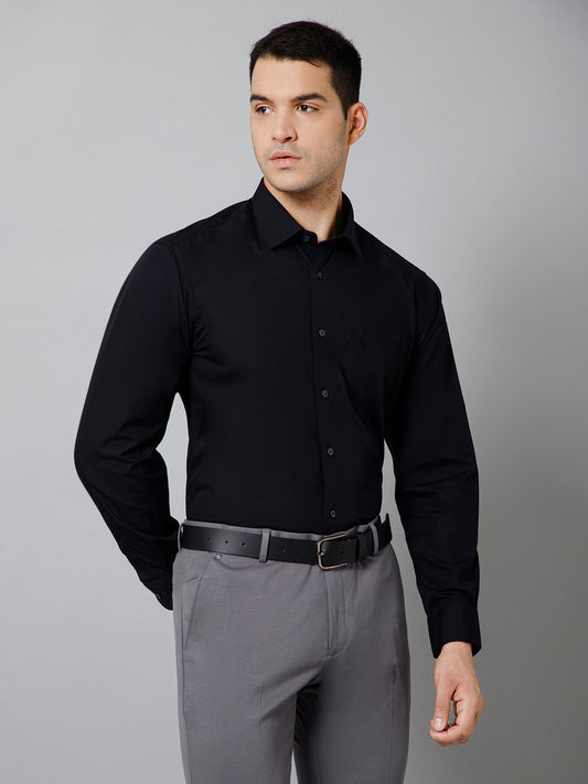 Men's Black Formal Plain Full Sleeve Shirt