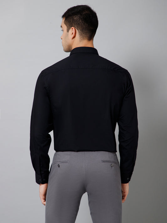 Men's Black Formal Plain Full Sleeve Shirt