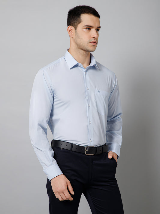 Men's Light Blue Formal Plain Full Sleeve Shirt