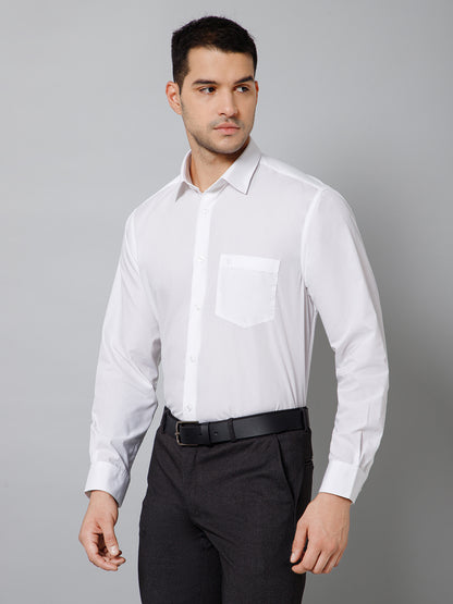 Men's White Formal Plain Full Sleeve Shirt