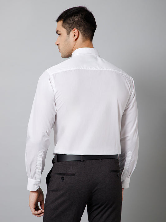 Men's White Formal Plain Full Sleeve Shirt
