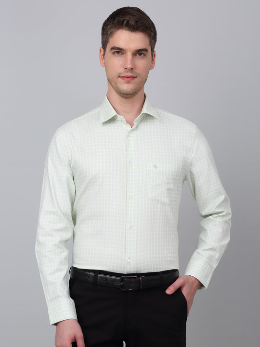 Men's Green Formal Small Checks Full Sleeve Shirt