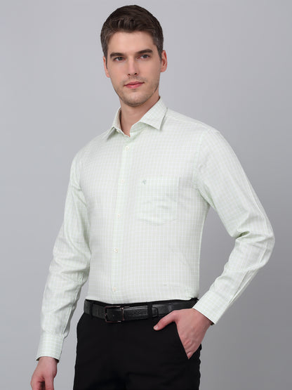 Men's Green Formal Small Checks Full Sleeve Shirt