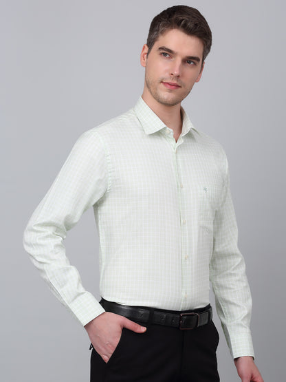 Men's Green Formal Small Checks Full Sleeve Shirt