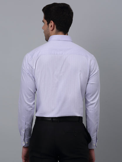 Men's Lilac Formal Thin Stripe Full Sleeve Shirt