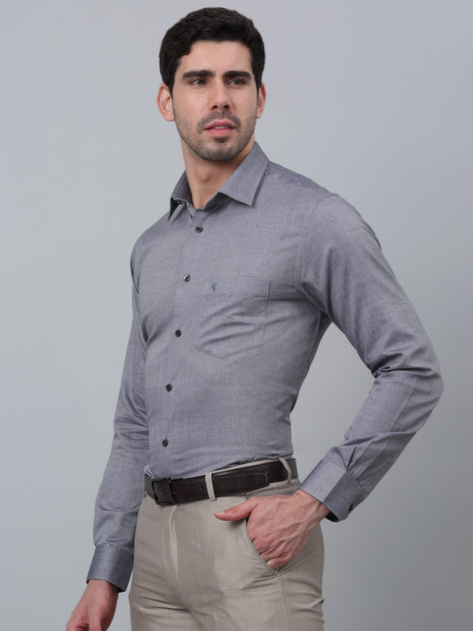 Men's Black Formal Self Textured Full Sleeve Shirt