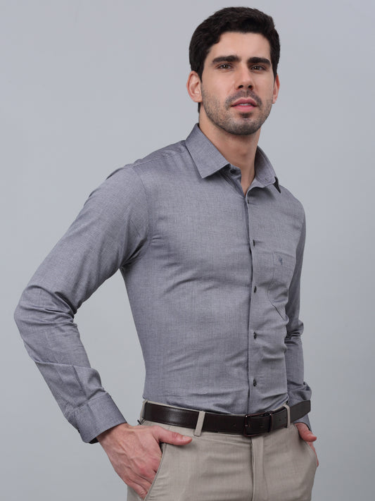 Men's Black Formal Self Textured Full Sleeve Shirt